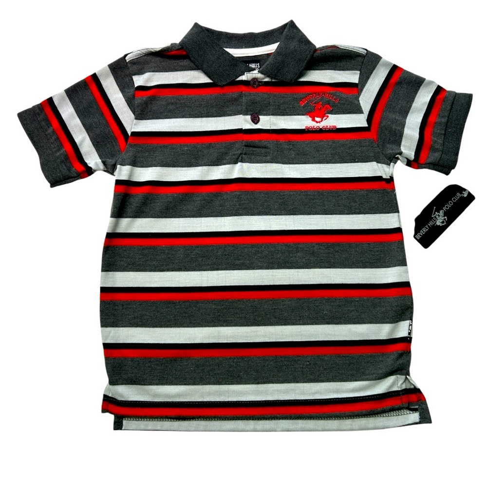 Beverly Hills Polo Club Boys Jersey Polo With Stripes NOS NWT Size 5/6